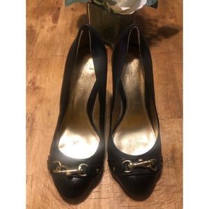 Coach Black Desaree Gold Dogleash Heels